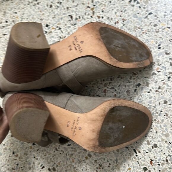 Kate Spade Lexy grey gray suede leather boots buckle 10 - Picture 7 of 9